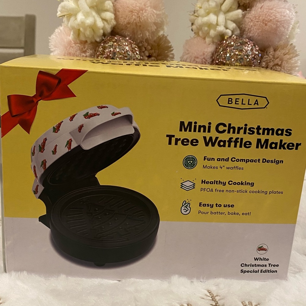 BELLA-Printed Mini Waffle Maker White Christmas Tree 🎄 - Picture 5 of 8